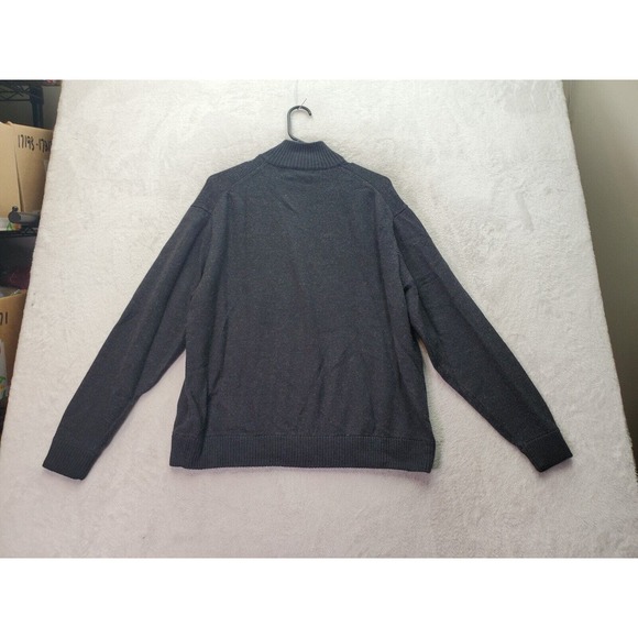 Joseph & Feiss Sweater Mens Large Dark Gray Wool Long Raglan Sleeve Turtleneck - Picture 2 of 8